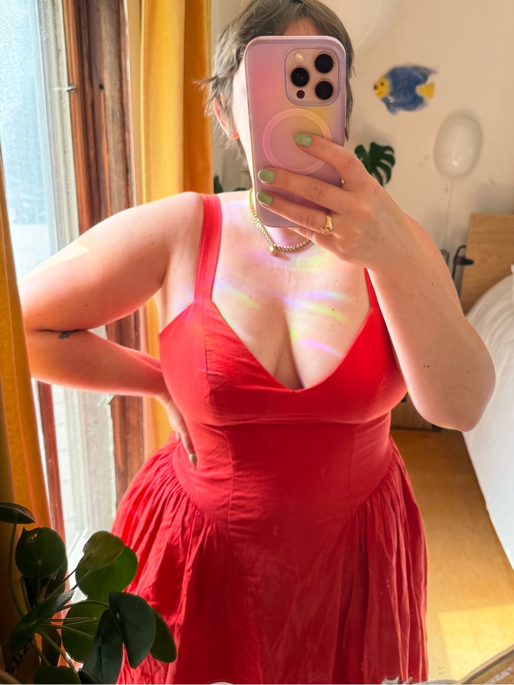 Red Strappy Drop Waist Dress